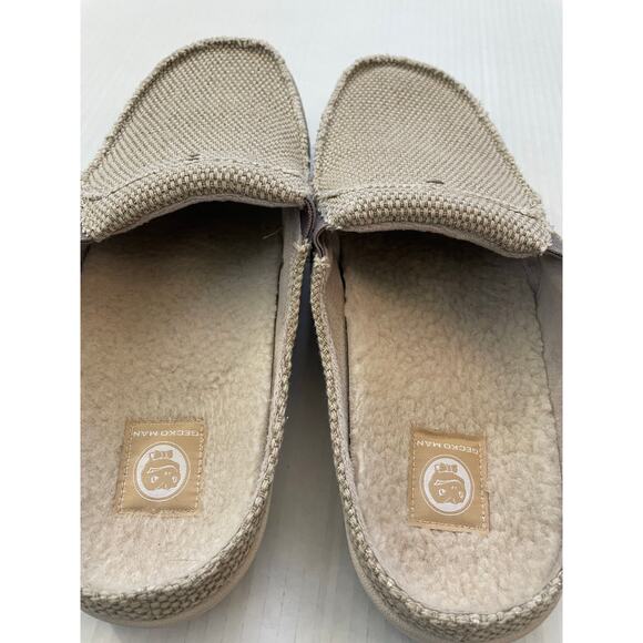 Walk Hero Gecko Man Canvas Slipper with Arch Support Slip On Tan Size 10 Fleece - Picture 7 of 8